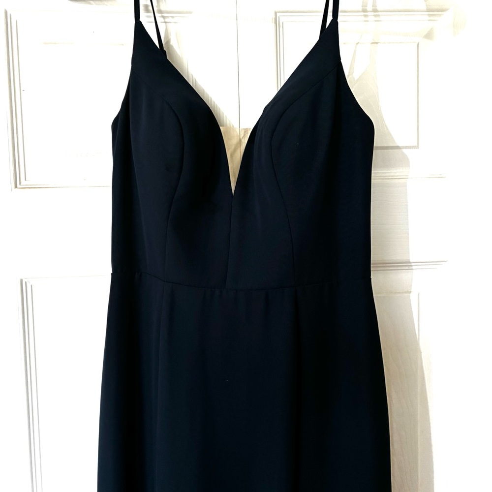 Azazie Navy Blue Spaghetti-Strap Maxi Dress - Picture 4 of 6